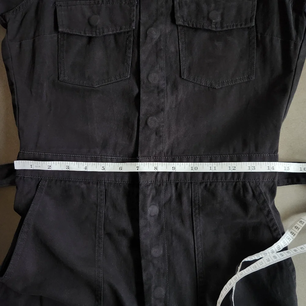 Wash Lab Womens Long Sleeve Black Hi-Bar Denim Jumpsuit Size Small - Picture 11 of 13